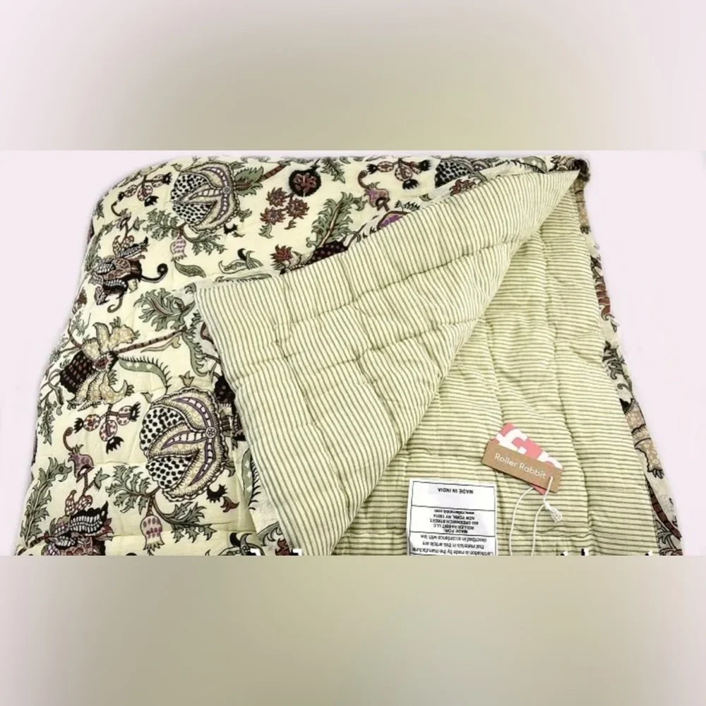 ❤️❤️ Brand New Roller Rabbit Amanda Queen Size  Quilt Sage